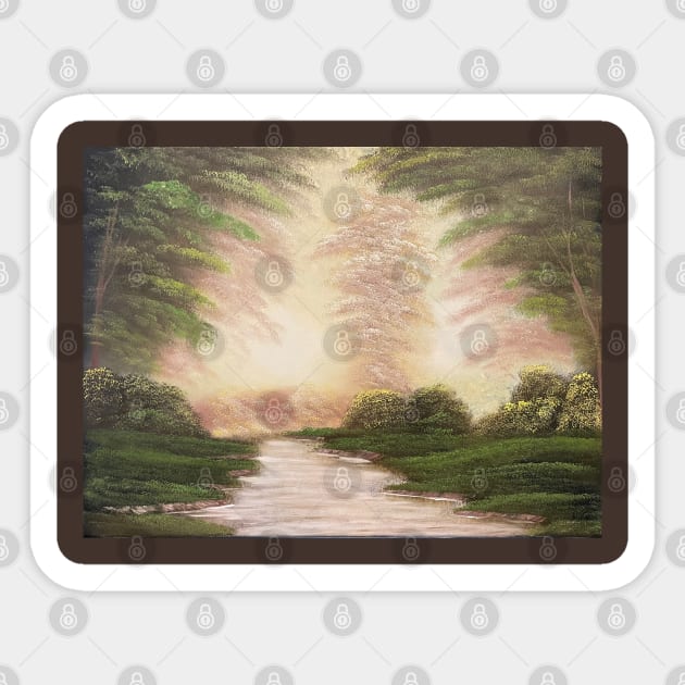 Tranquil Wooded Stream Sticker by J&S mason